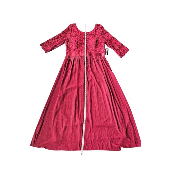Red Illusion Lace Top Chiffon Maxi Dress - Ever Pretty - Picture 11 of 13